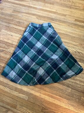 Plaid A-Line Green and Gray Maxi Skirt